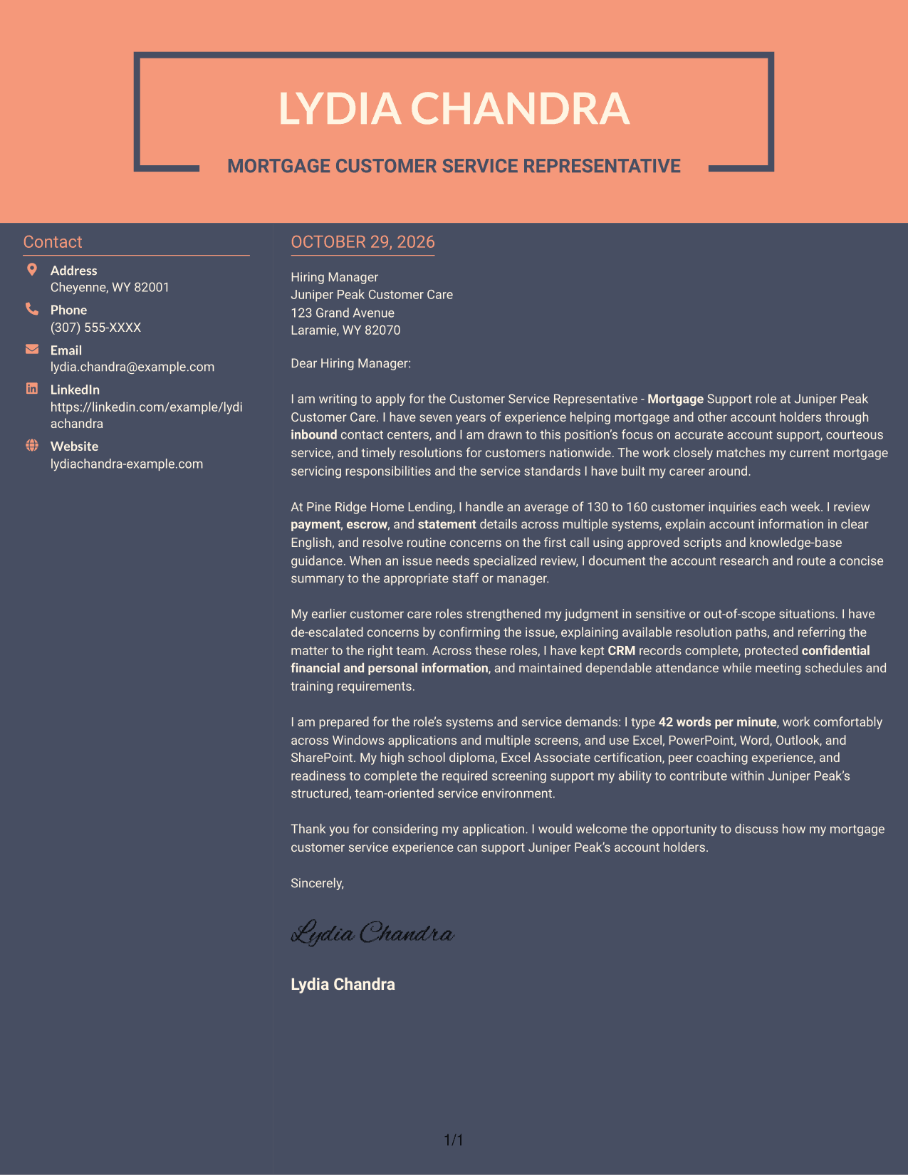 Cover letter example — page 1