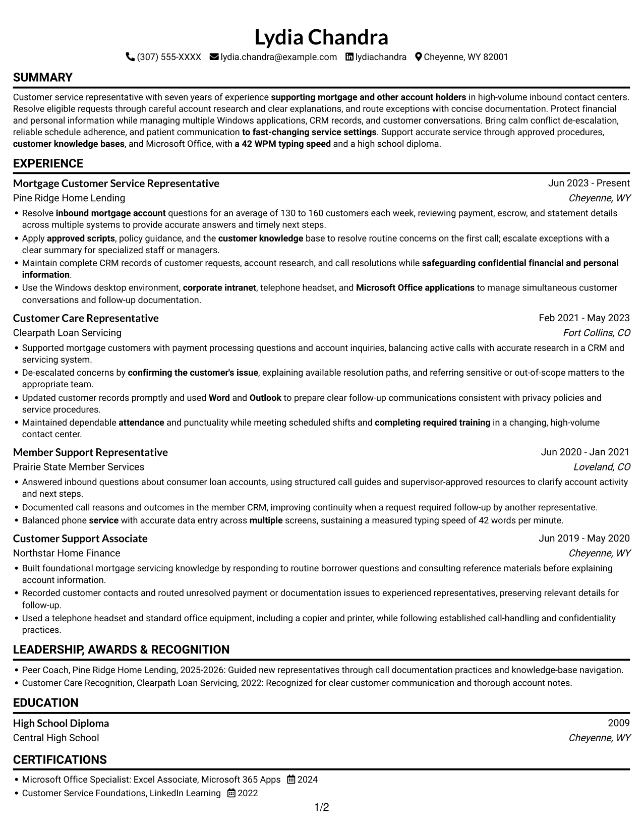 Resume example — page 1