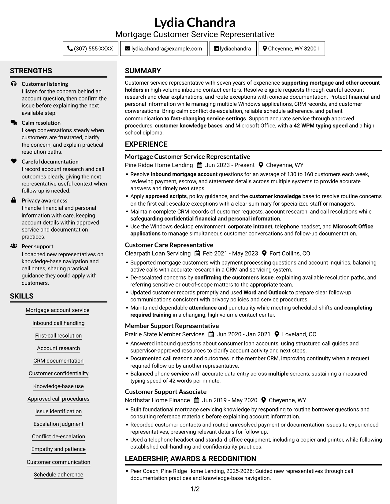Resume example — page 1