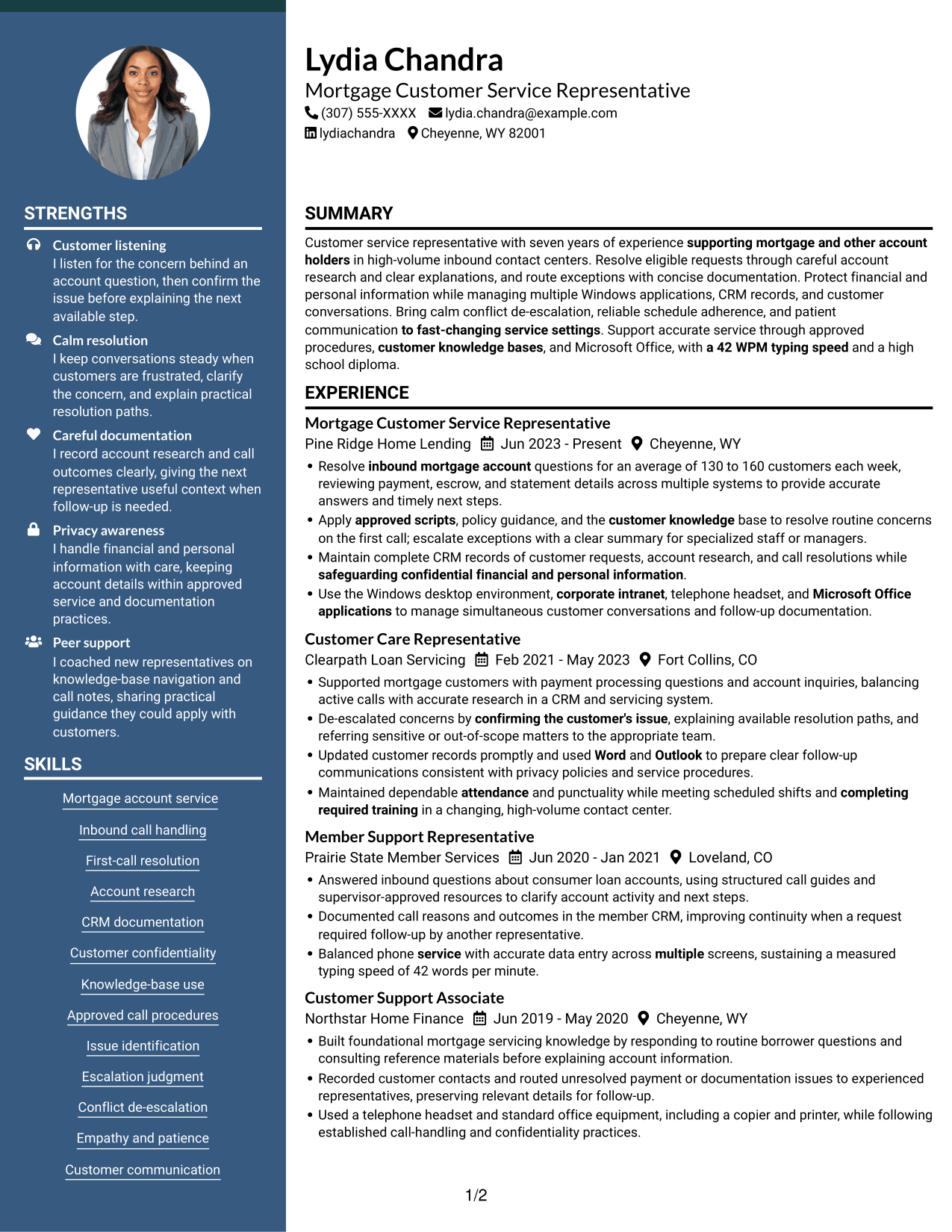 Resume example — page 1