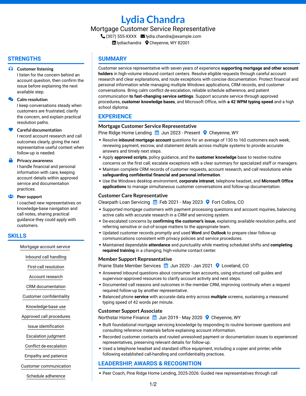Resume example — page 1