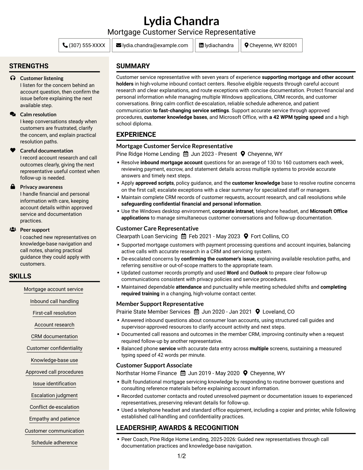 Resume example — page 1