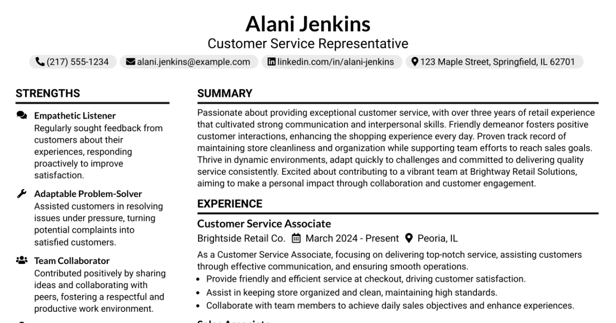 33 Customer Service Representative, Overnights Resume Templates with Example 2026 (ATS-Optimized)