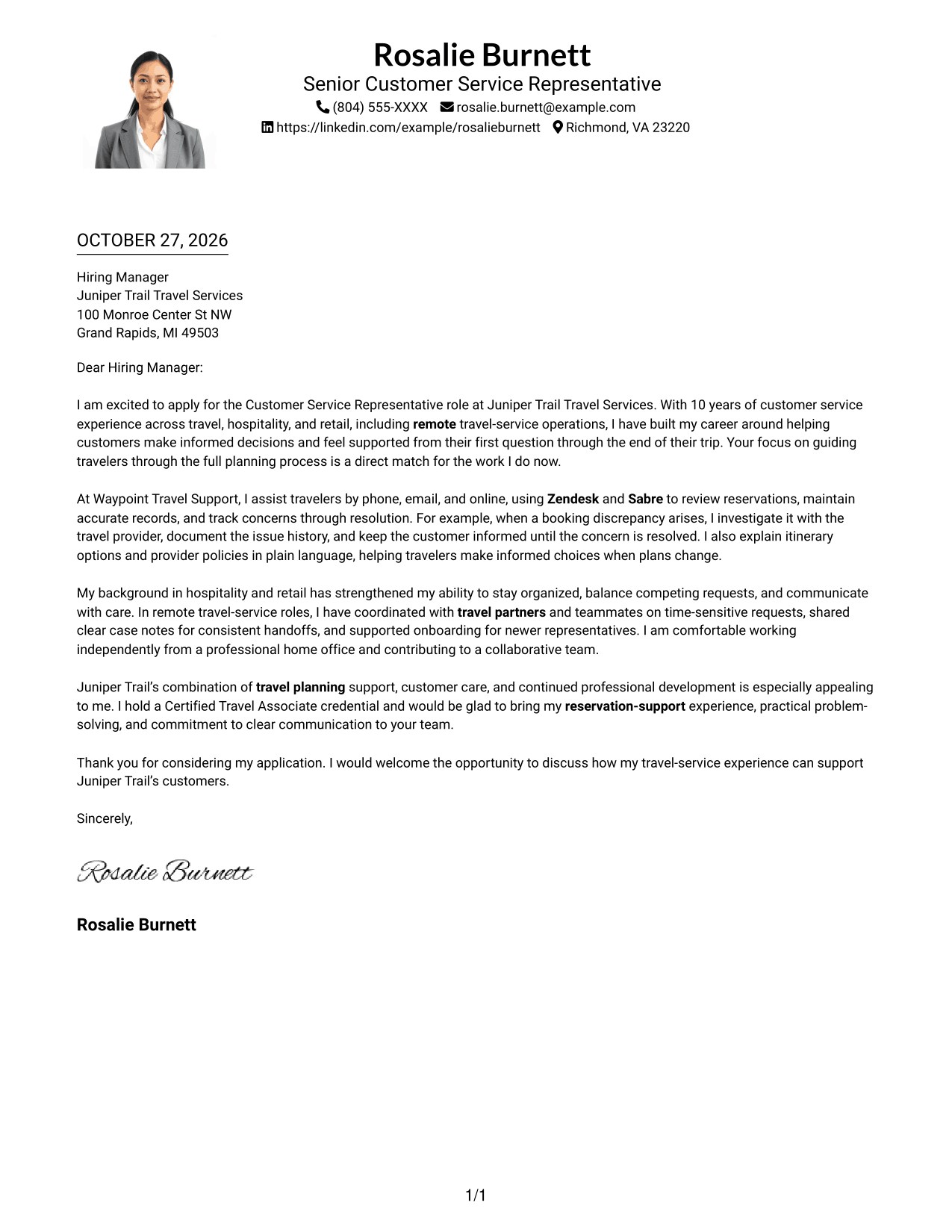 Cover letter example — page 1