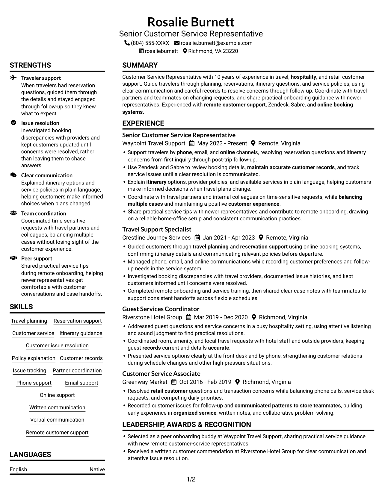Resume example — page 1