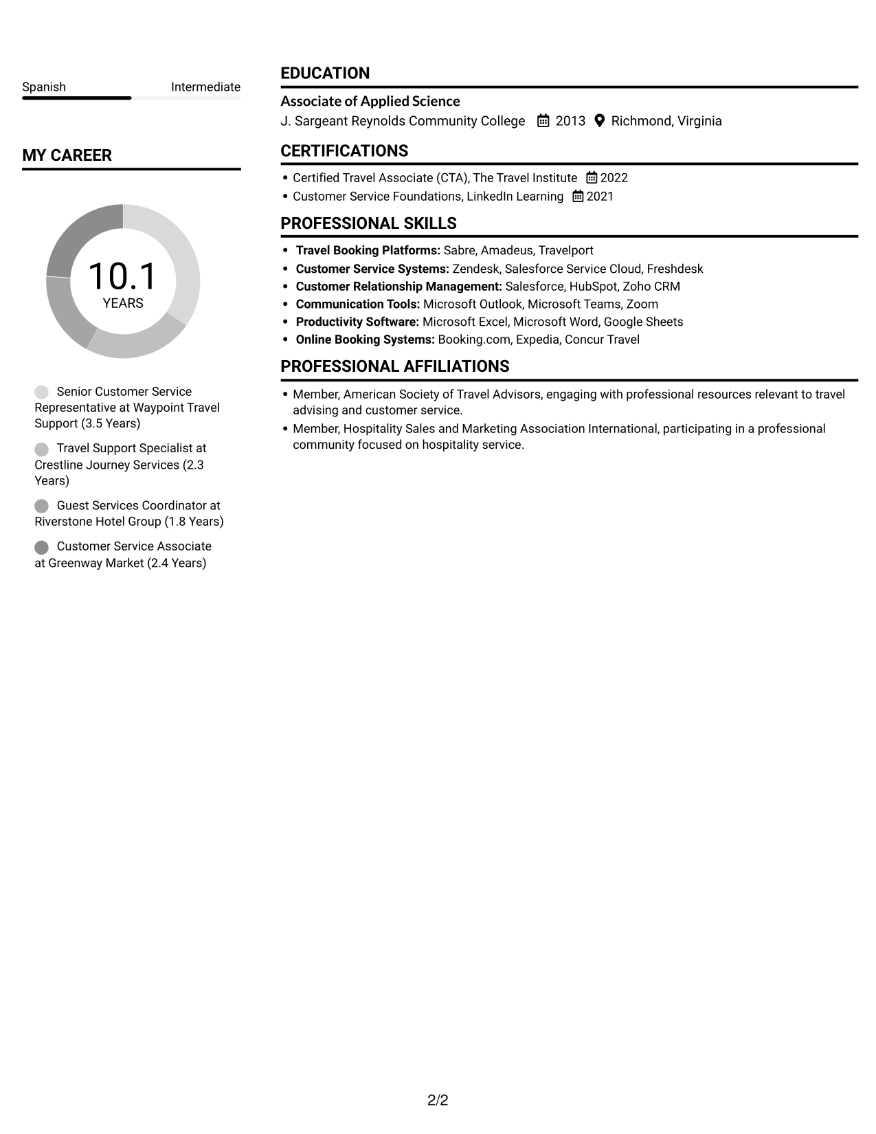 Resume example — page 2