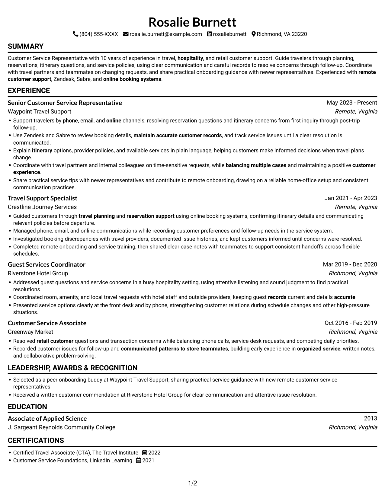 Resume example — page 1