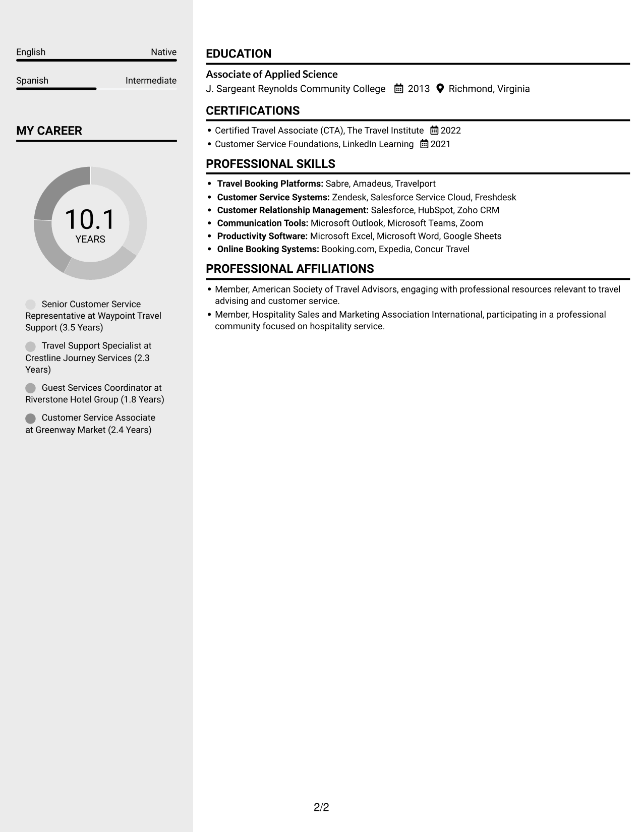 Resume example — page 2