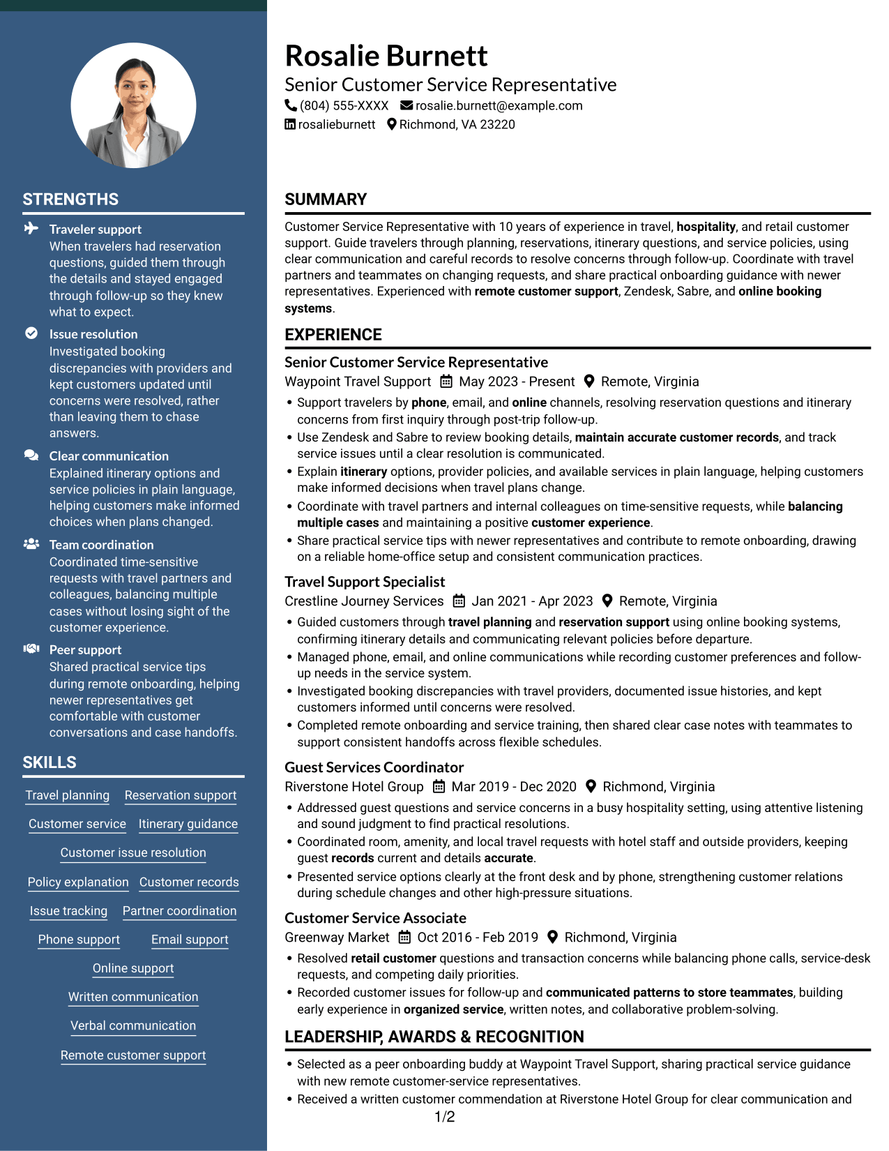 Resume example — page 1