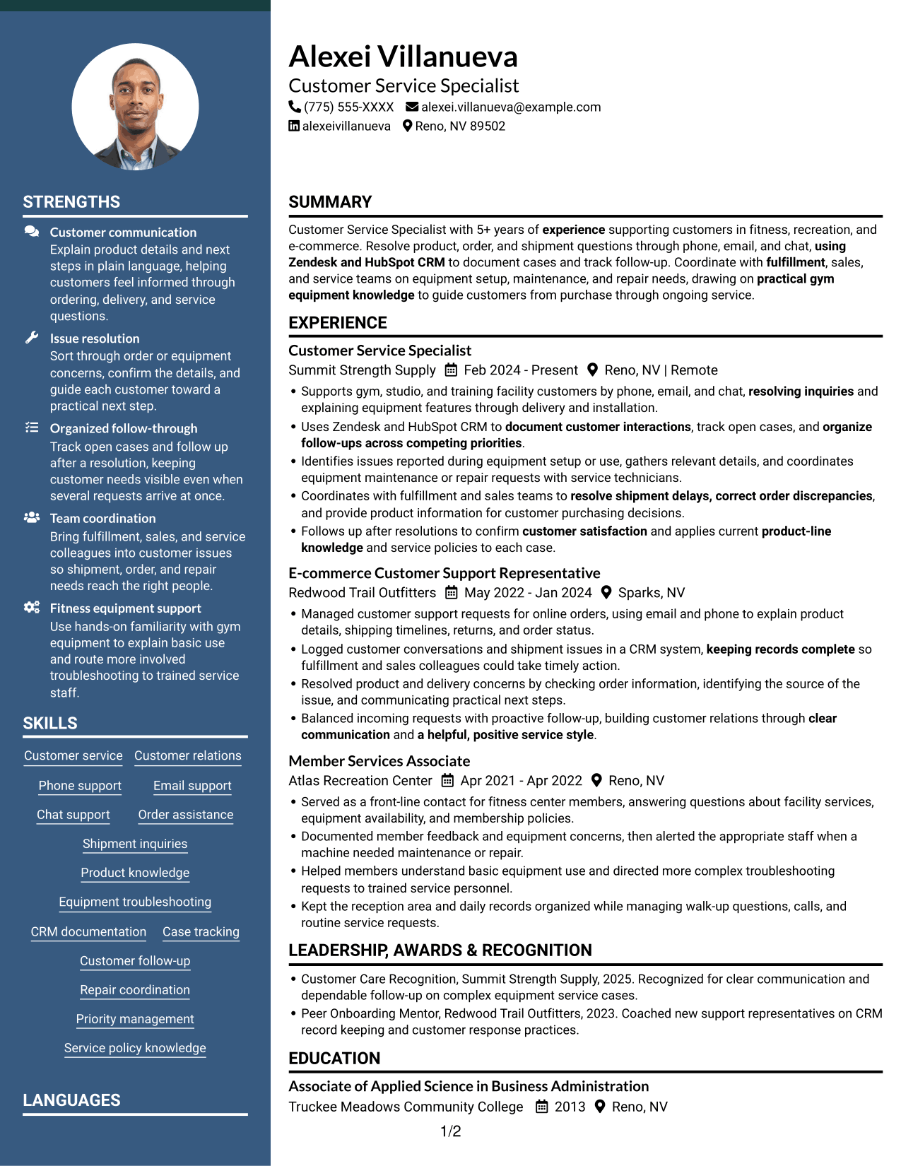 Resume example — page 1