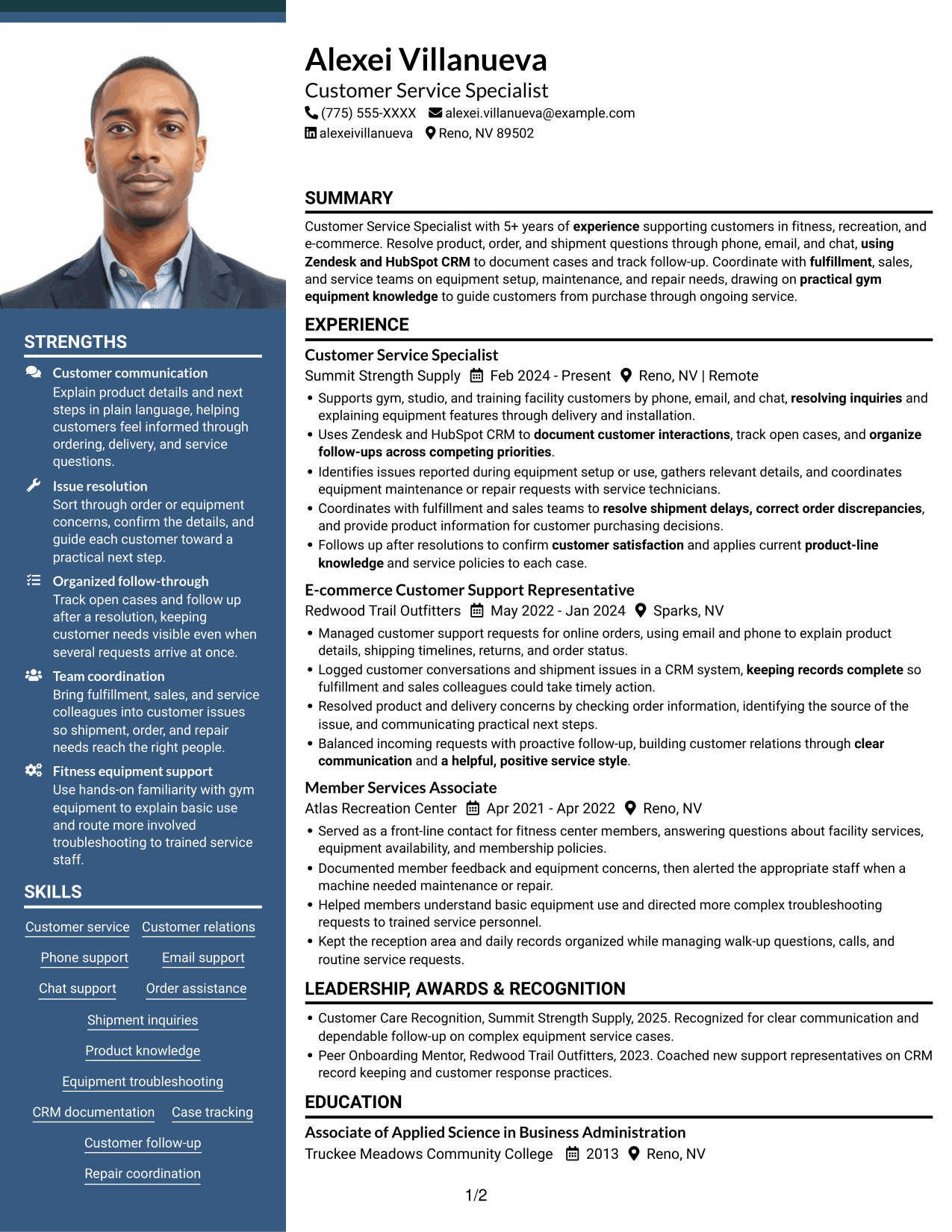 Resume example — page 1