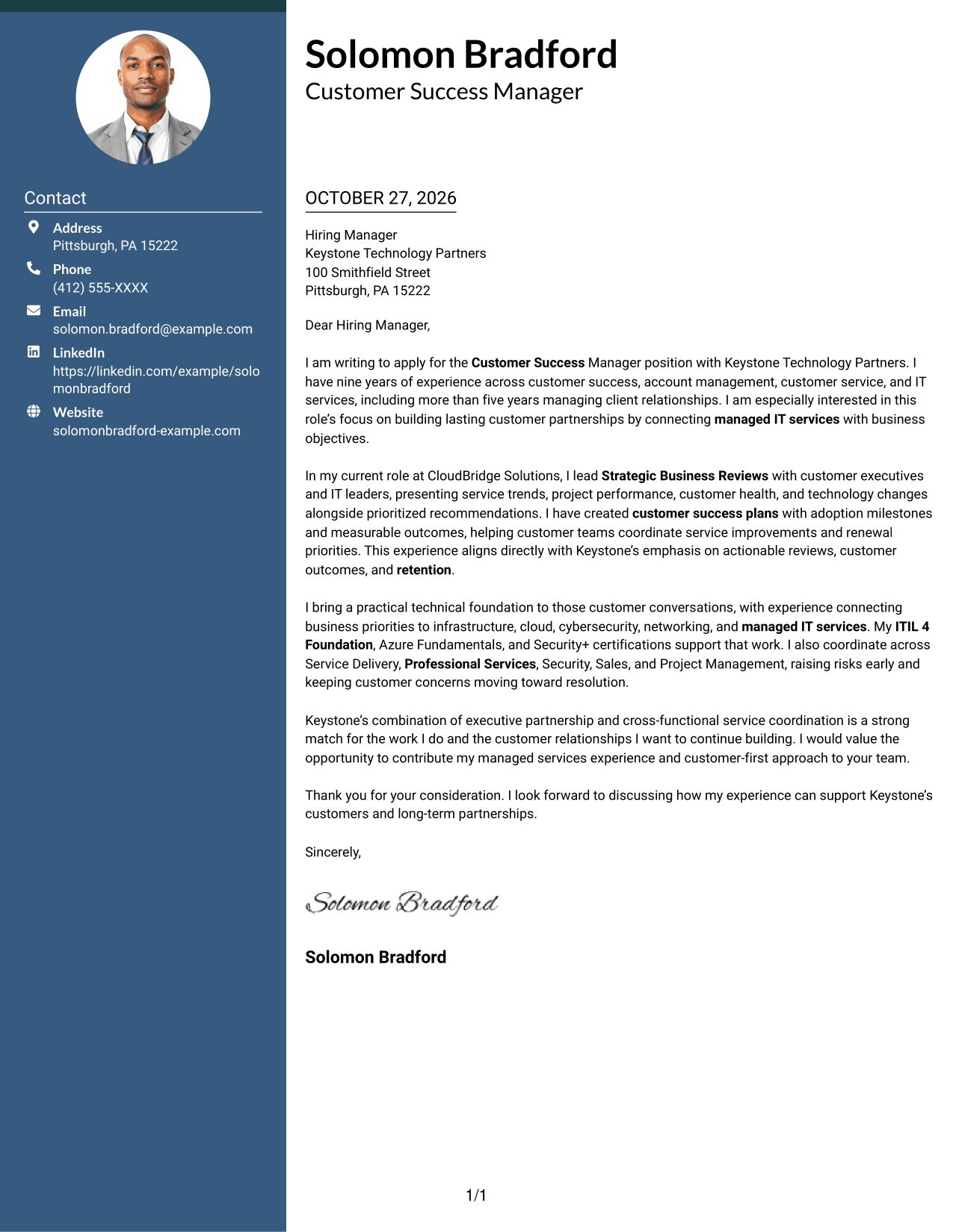 Cover letter example — page 1