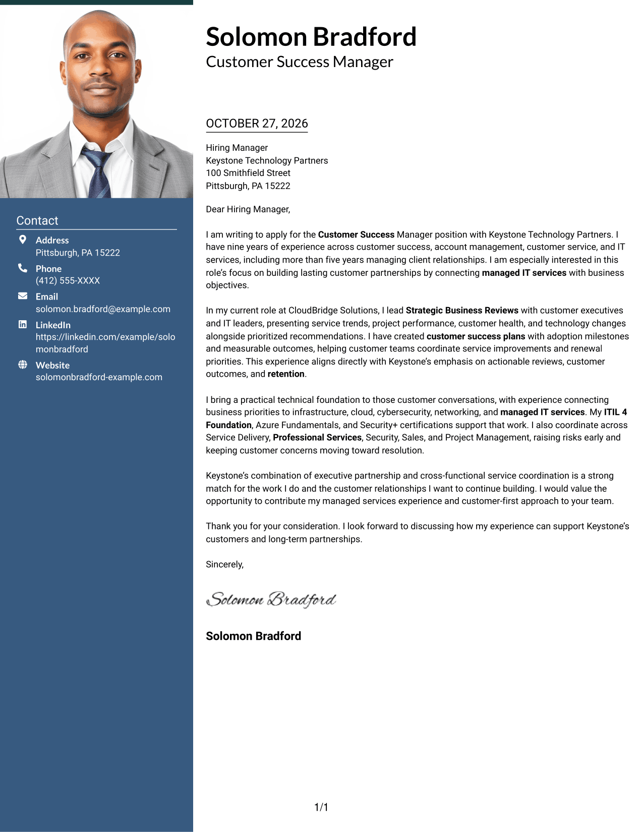 Cover letter example — page 1