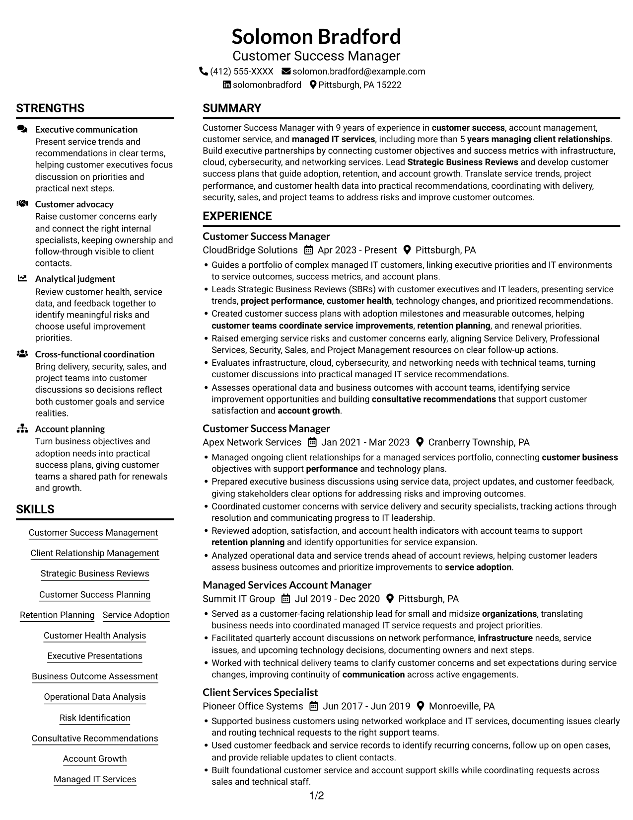 Resume example — page 1