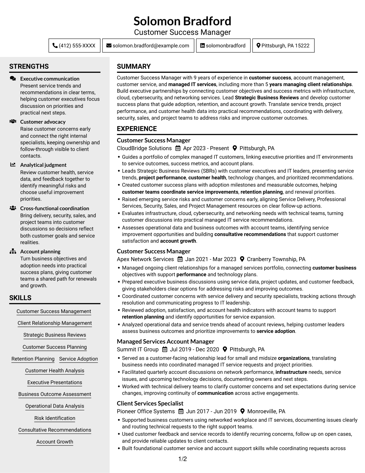 Resume example — page 1