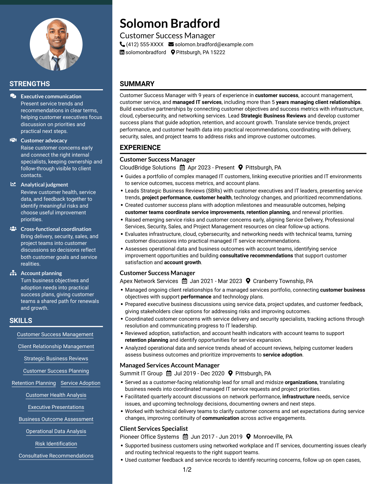 Resume example — page 1