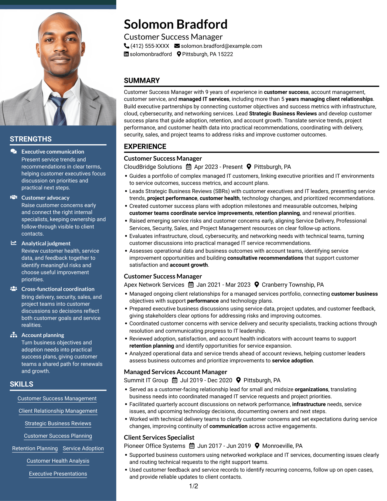 Resume example — page 1