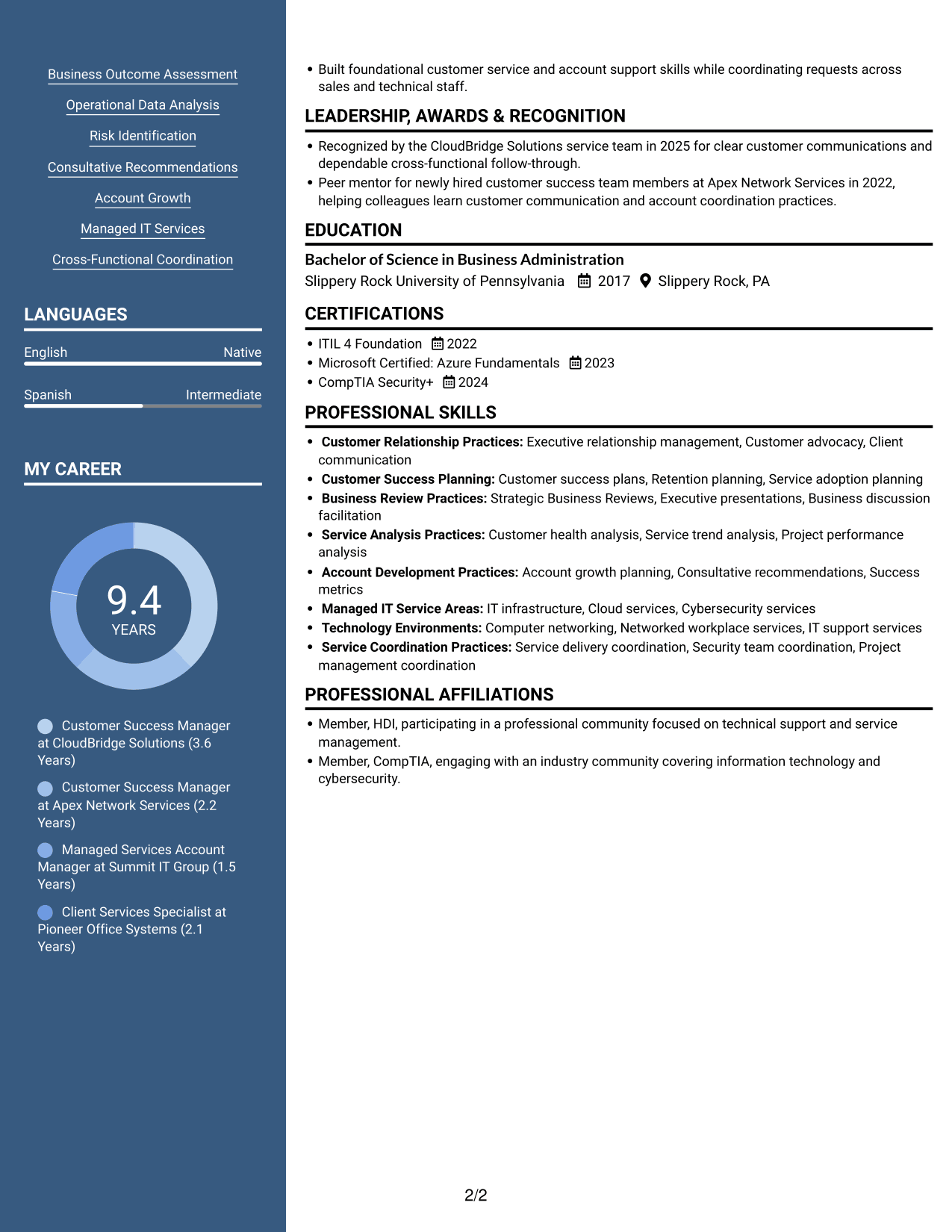 Resume example — page 2