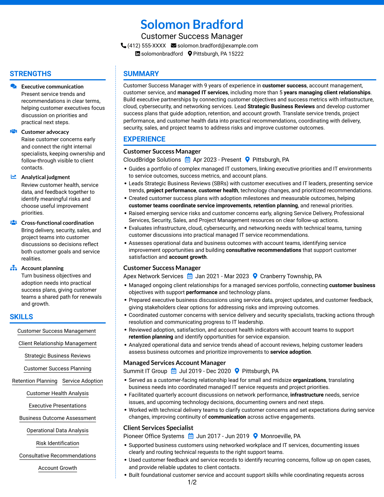 Resume example — page 1