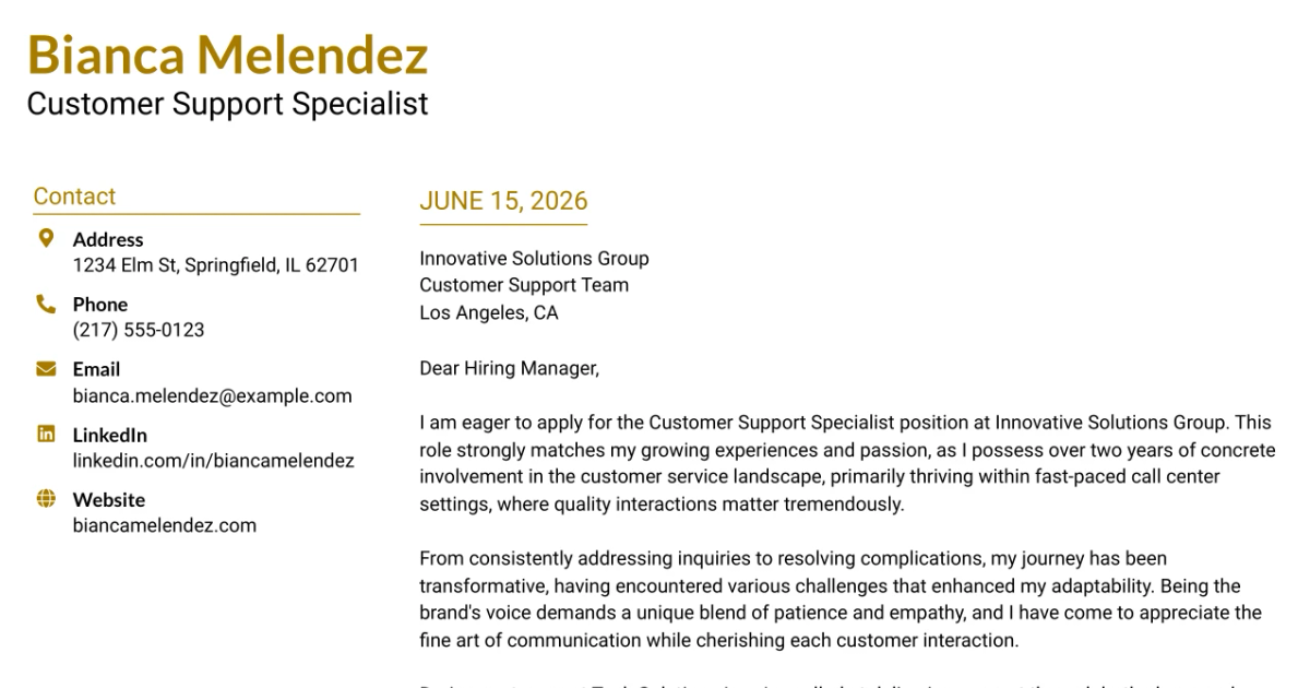 30+ Customer Support Specialist Cover Letter Templates with Example 2026