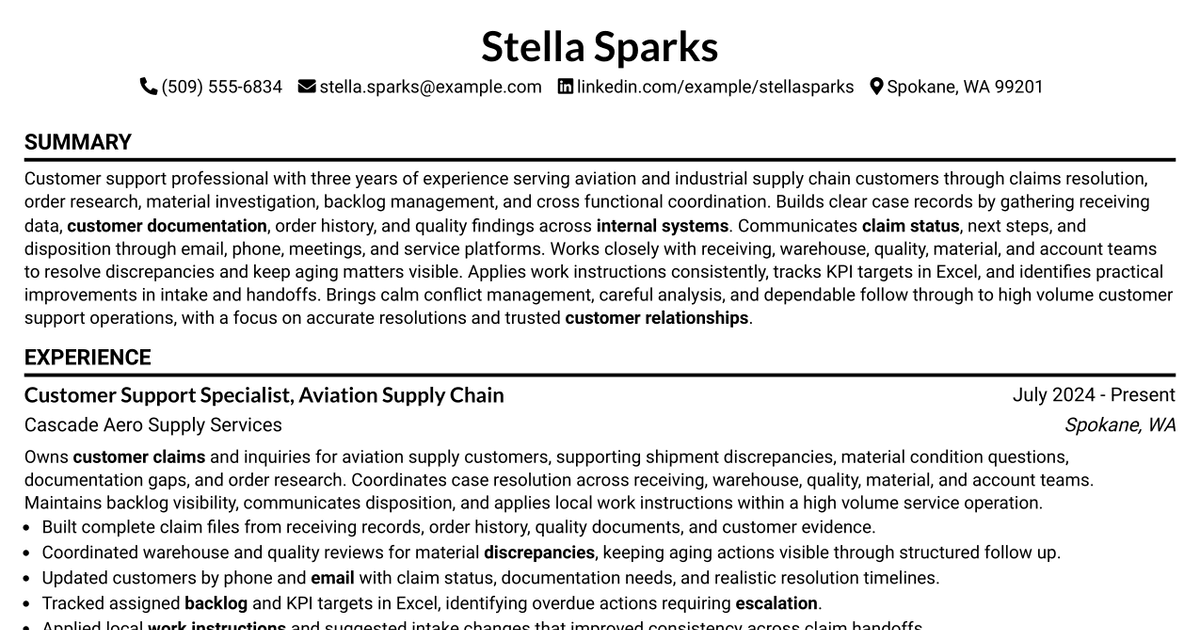 7 Customer Support Specialist (Customer Support Management) Resume Templates with Example