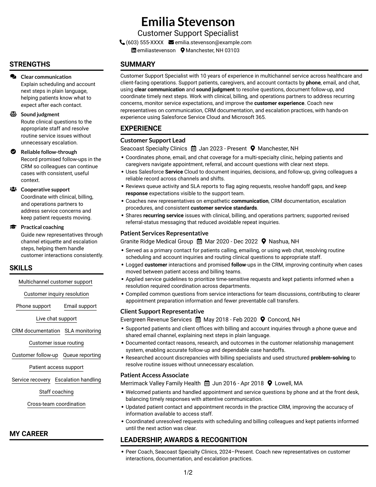 Resume example — page 1