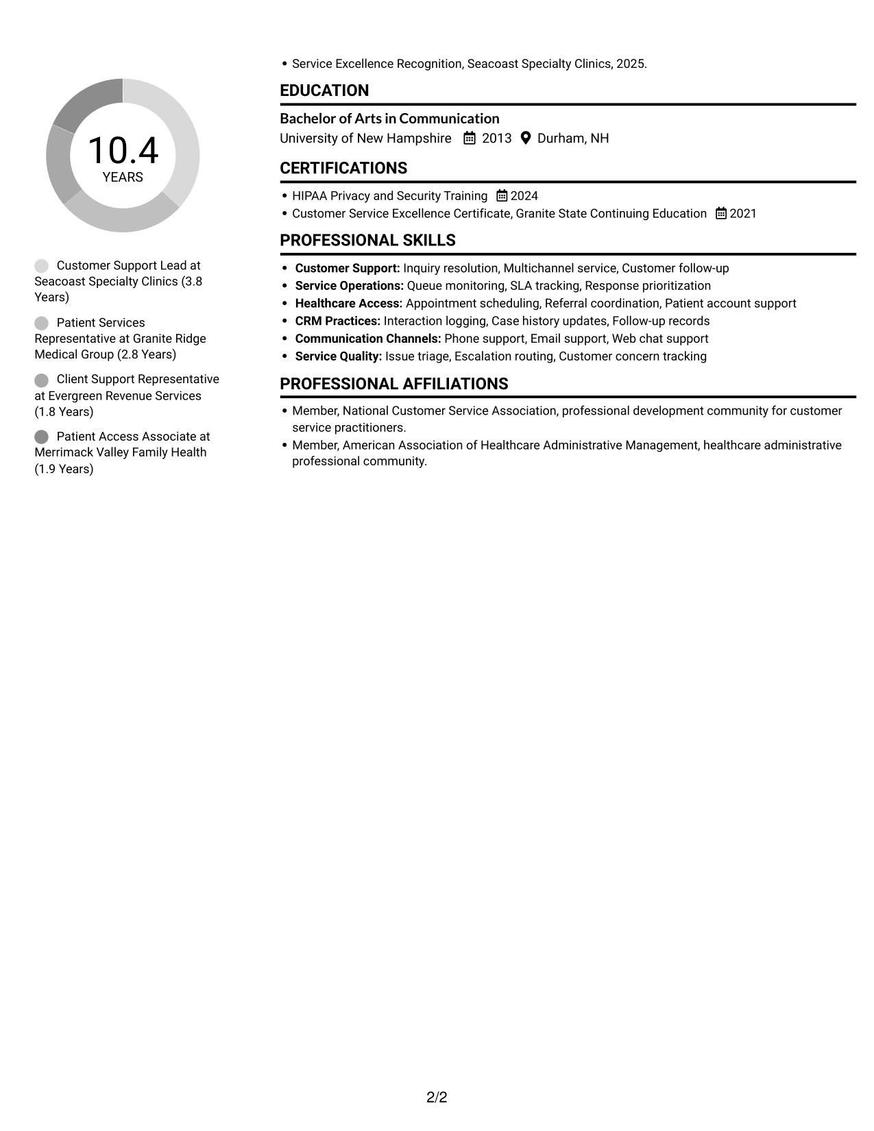 Resume example — page 2