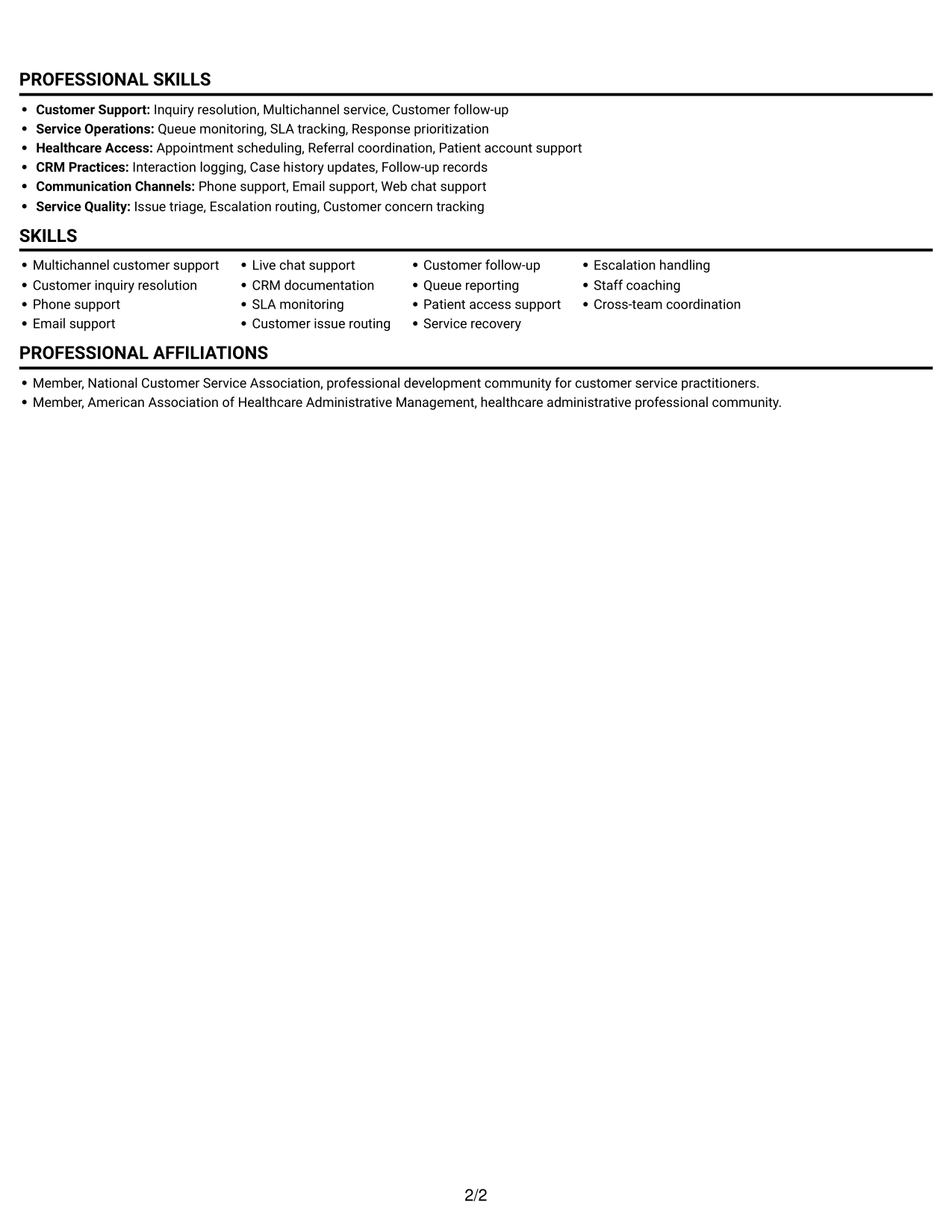 Resume example — page 2