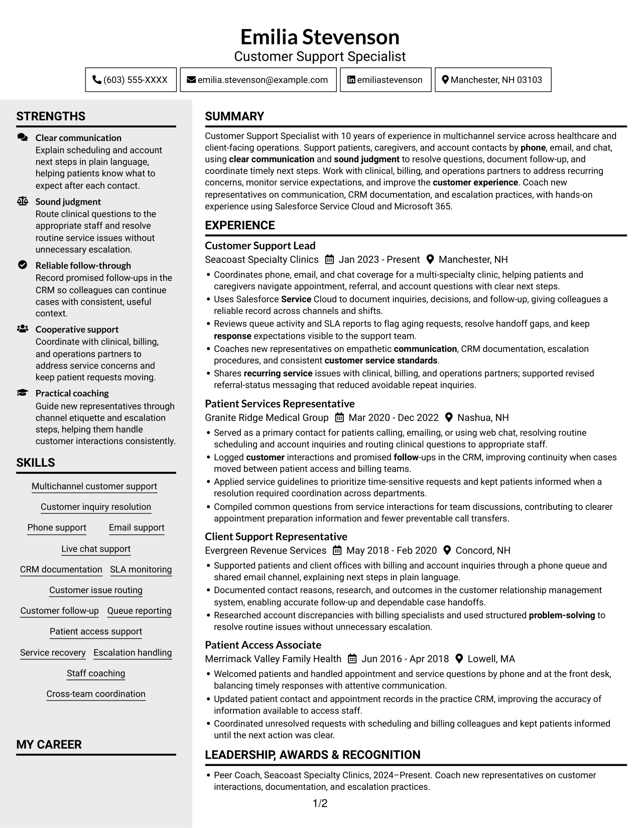 Resume example — page 1