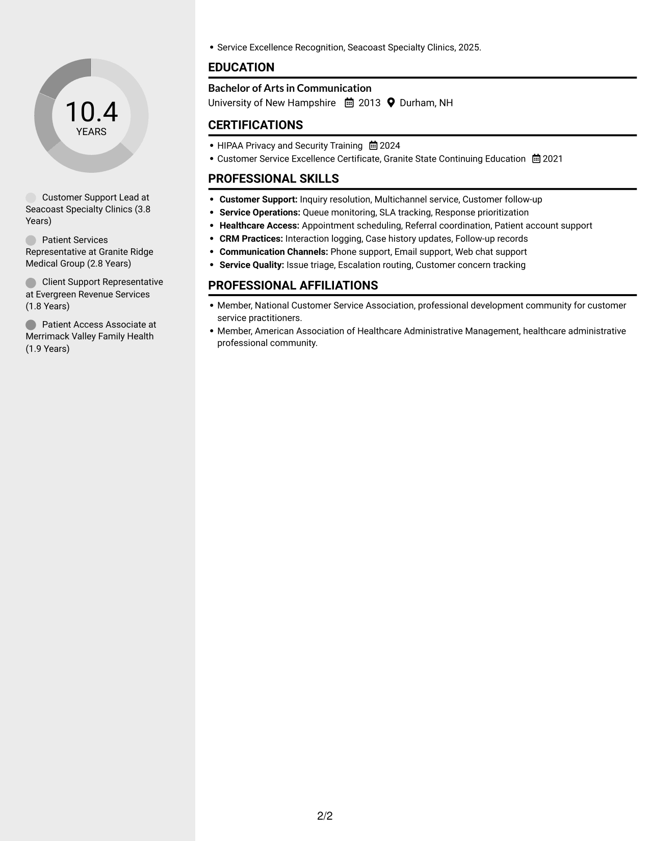 Resume example — page 2