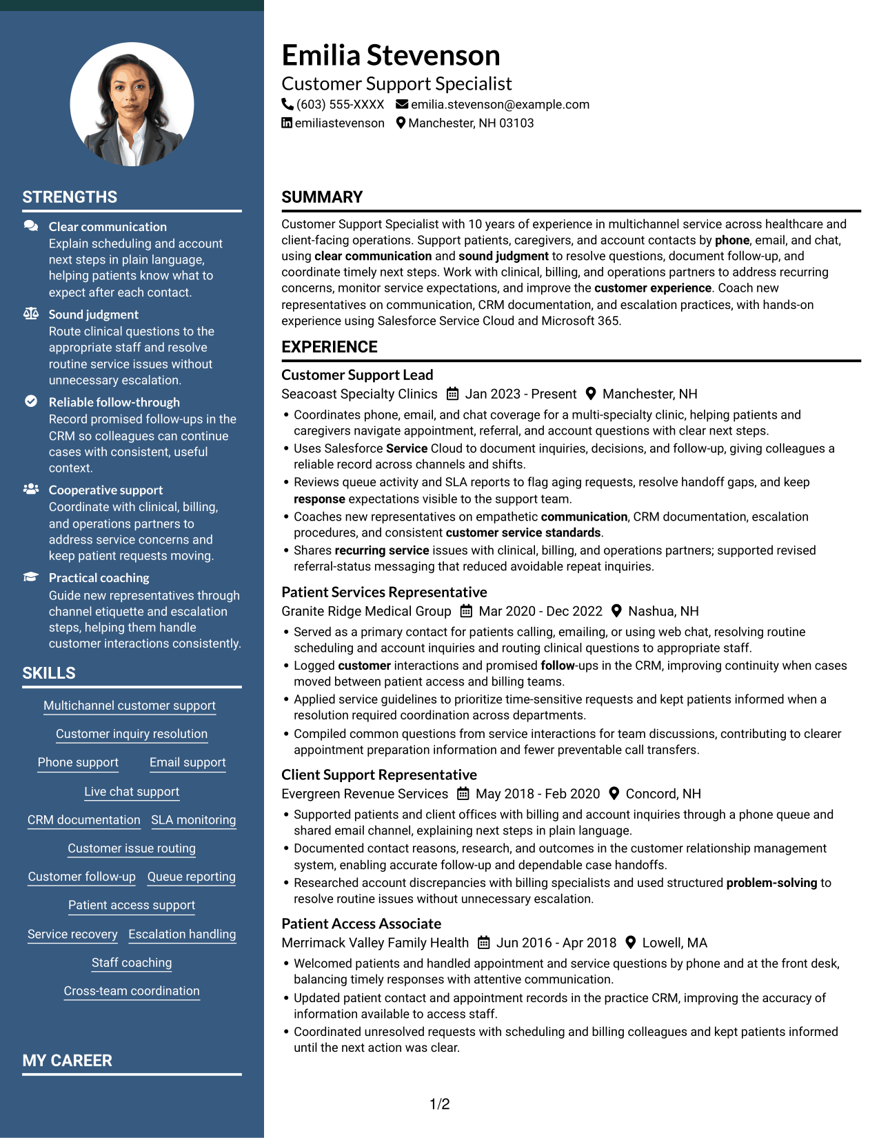 Resume example — page 1