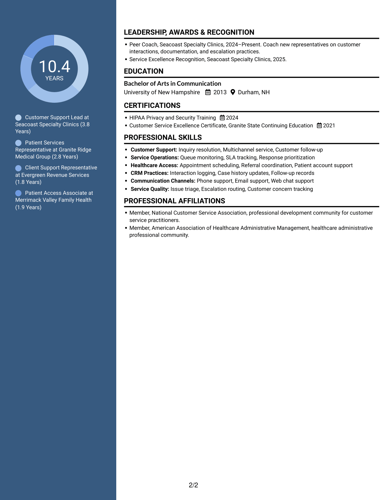 Resume example — page 2