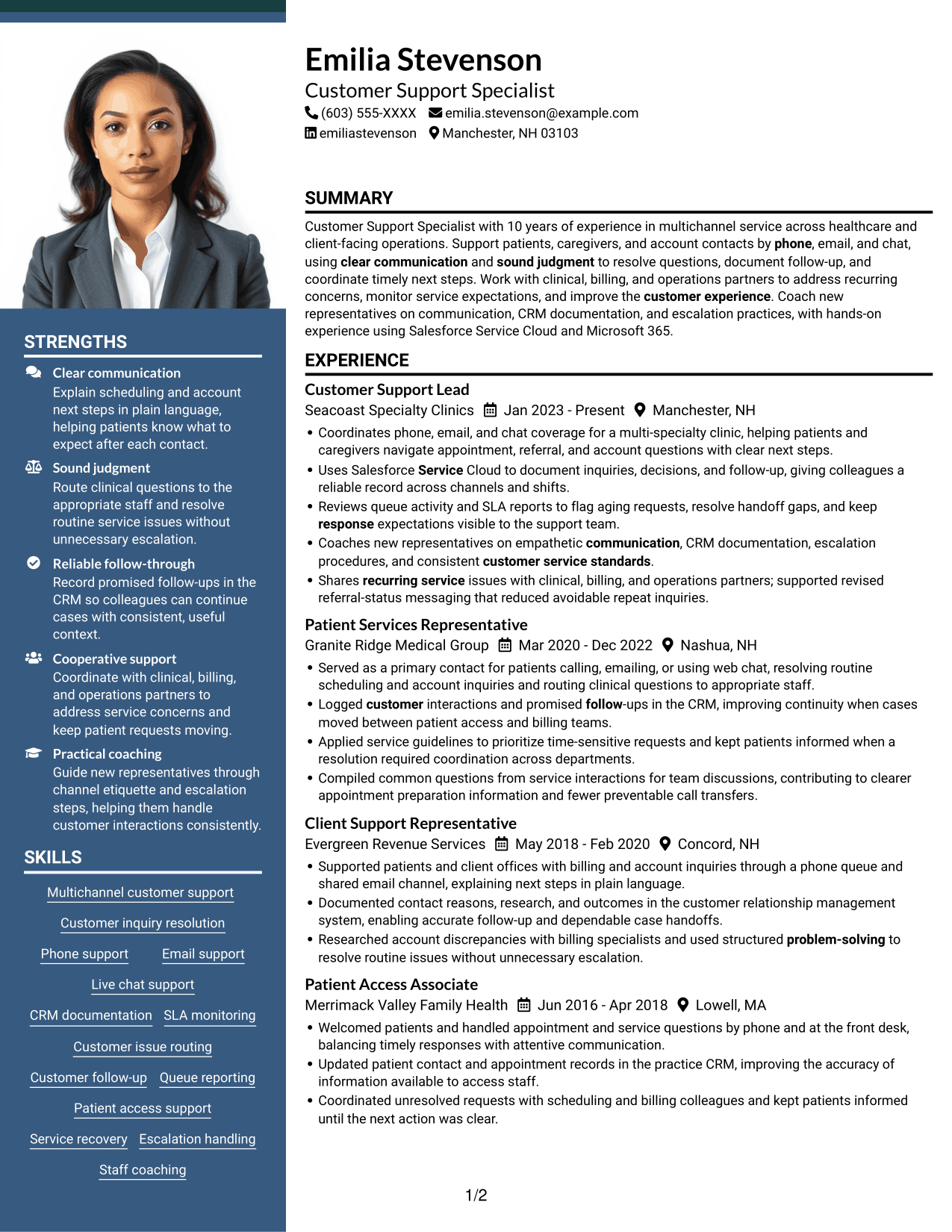 Resume example — page 1