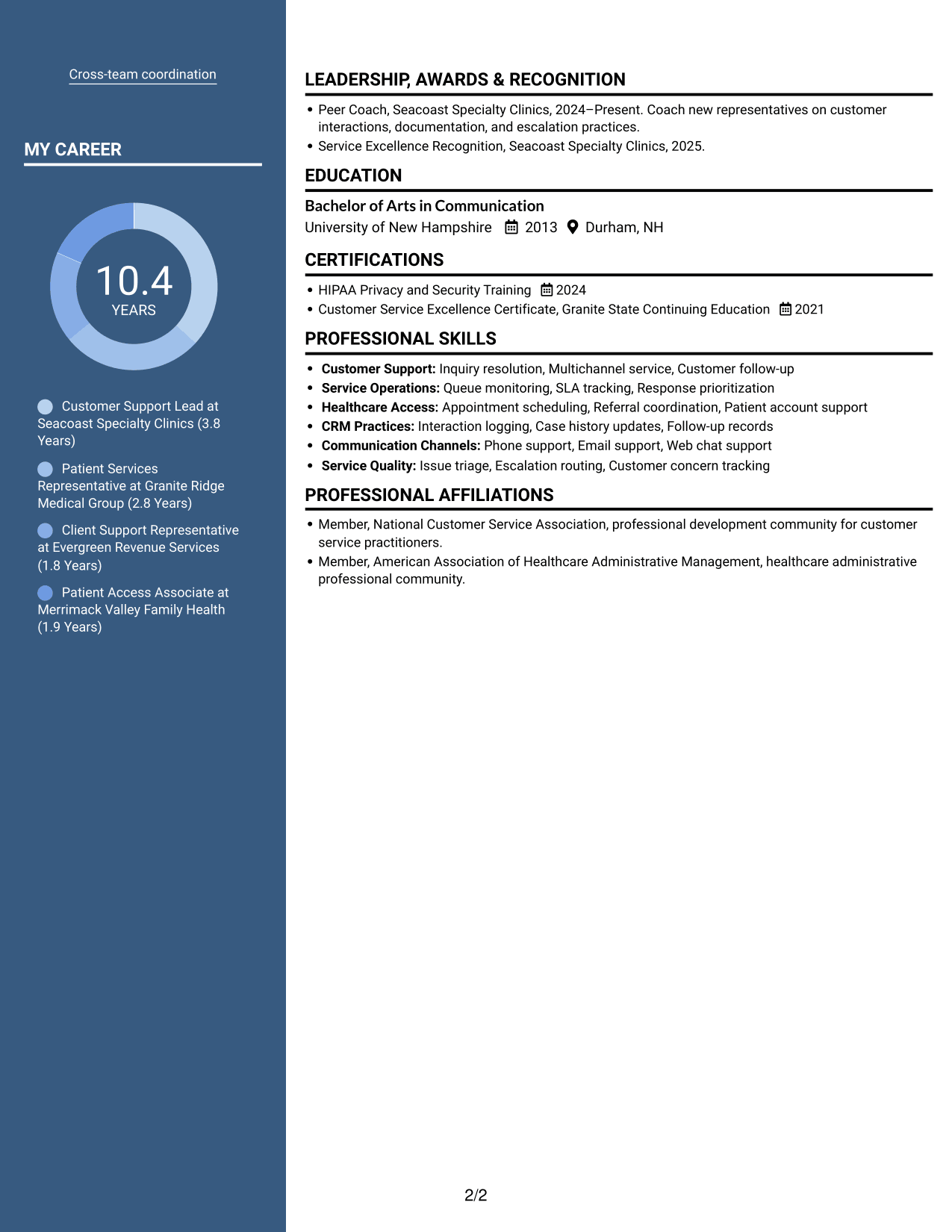 Resume example — page 2