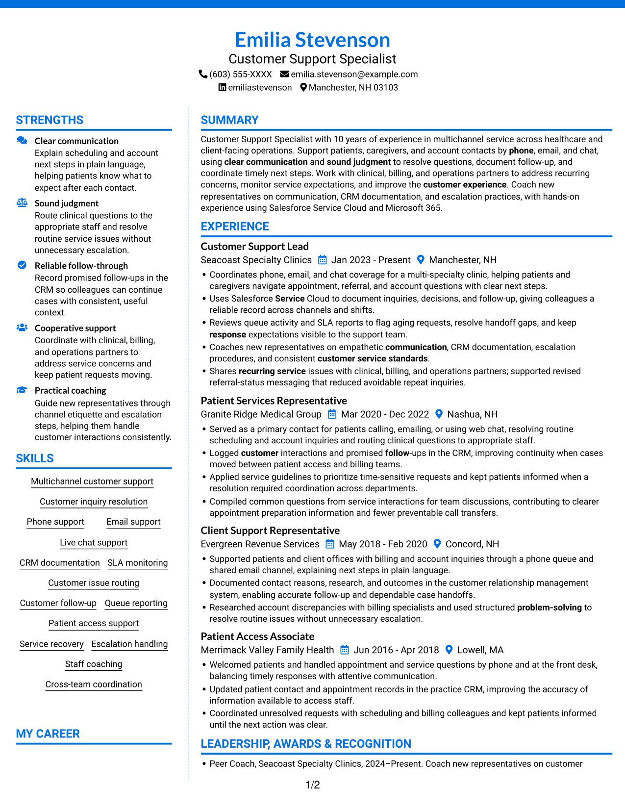 Resume example — page 1