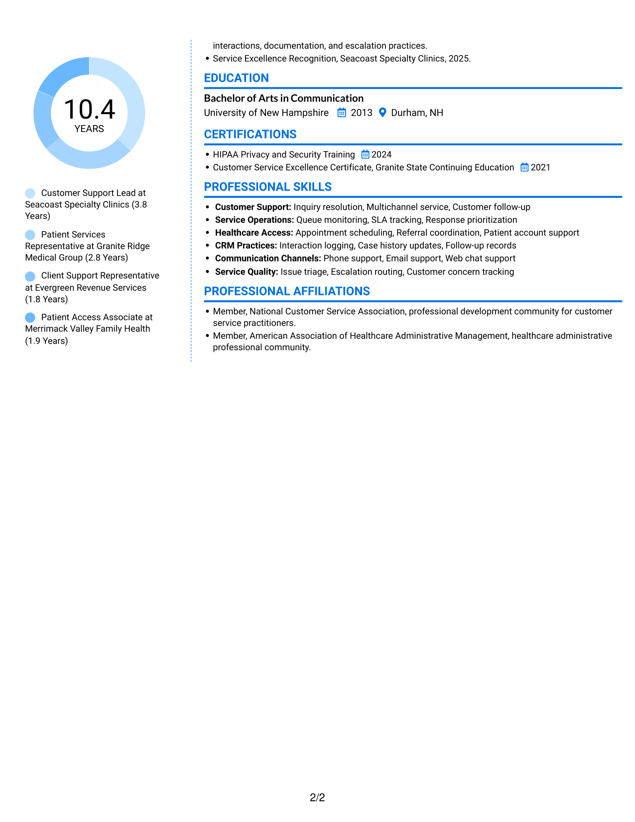 Resume example — page 2