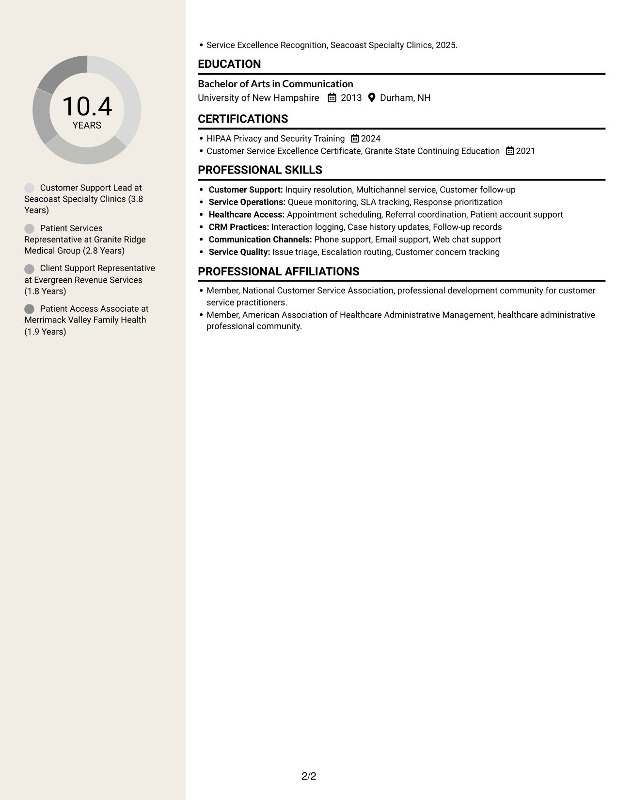 Resume example — page 2