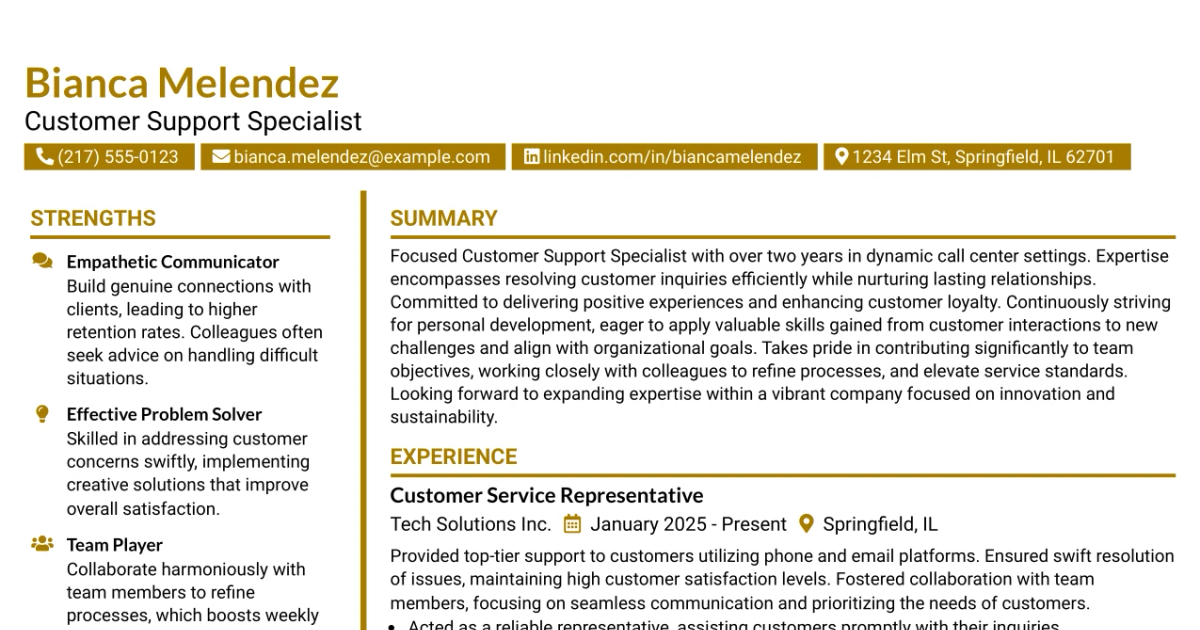 33 Customer Support Specialist Resume Templates with Example 2026 (ATS-Optimized)