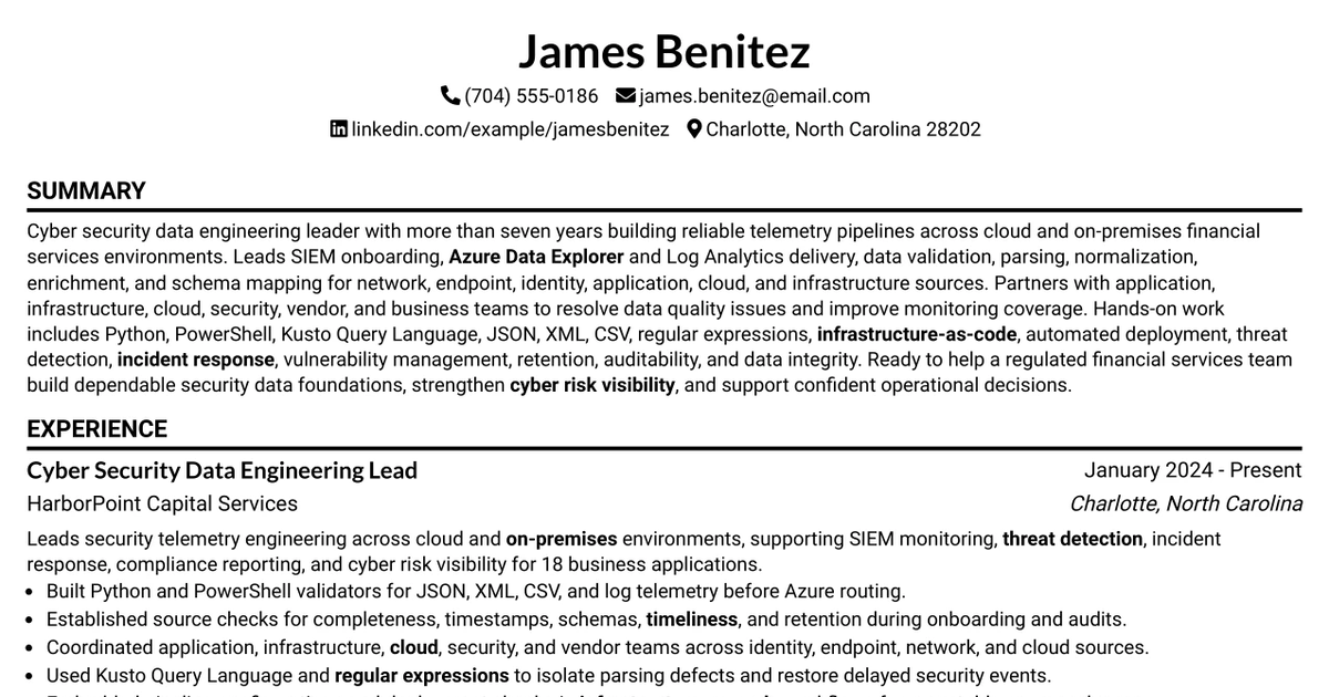 33 Cyber Security Engineer, VP Resume Templates with Example 2026 (ATS-Optimized)