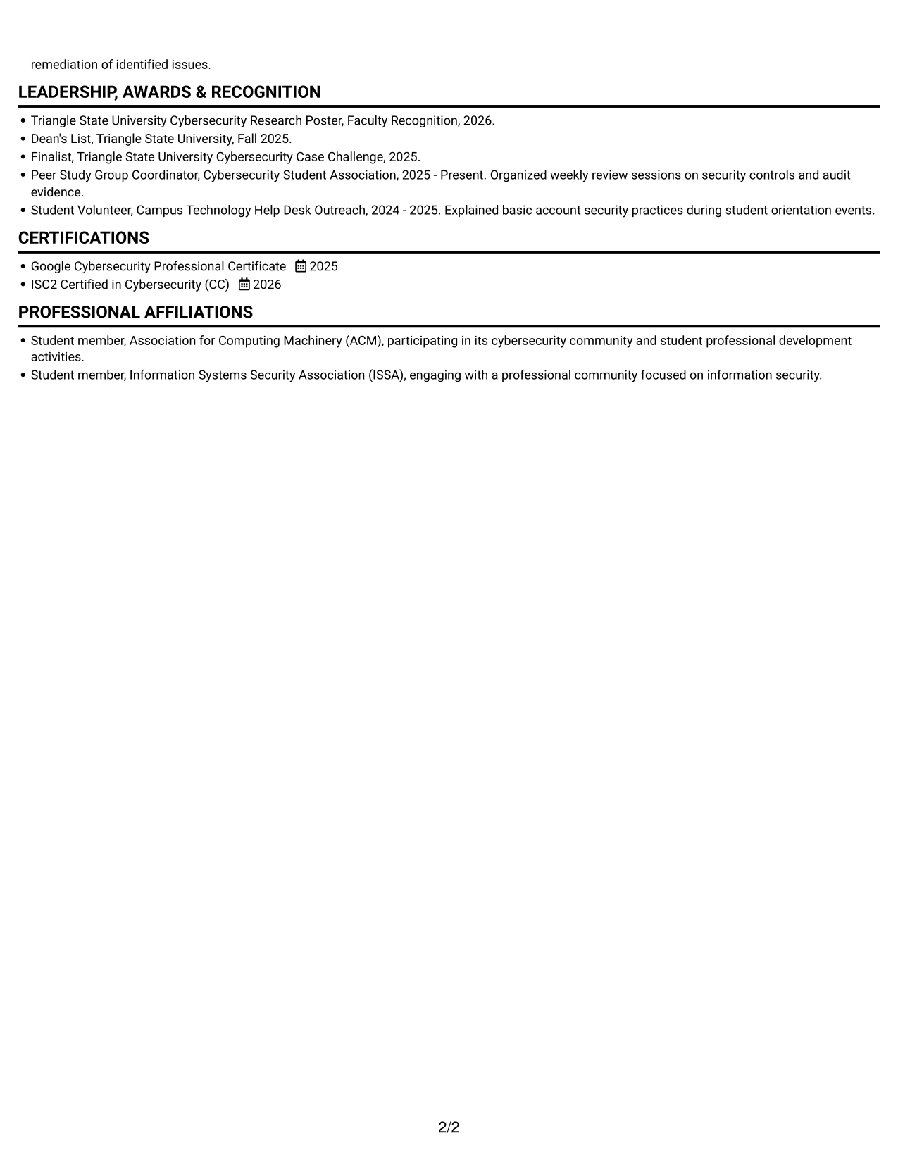 Resume example — page 2