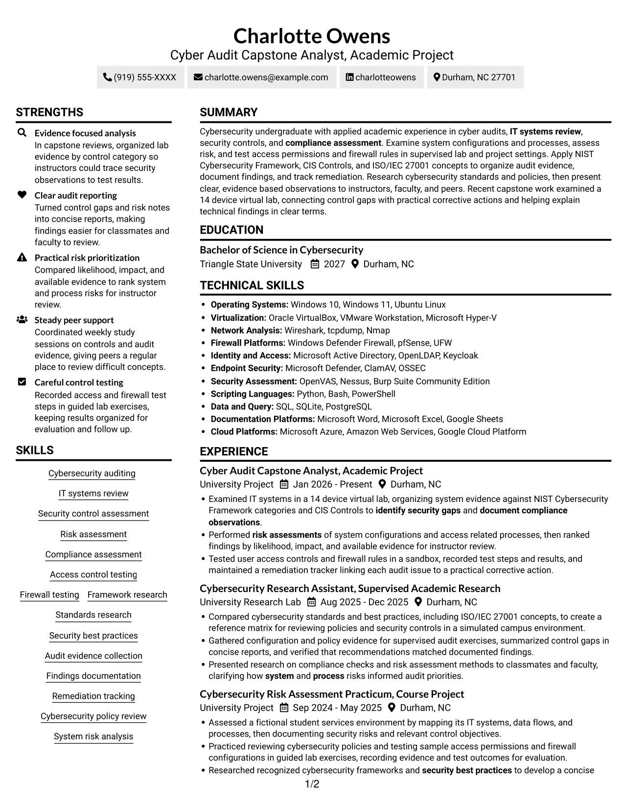 Resume example — page 1