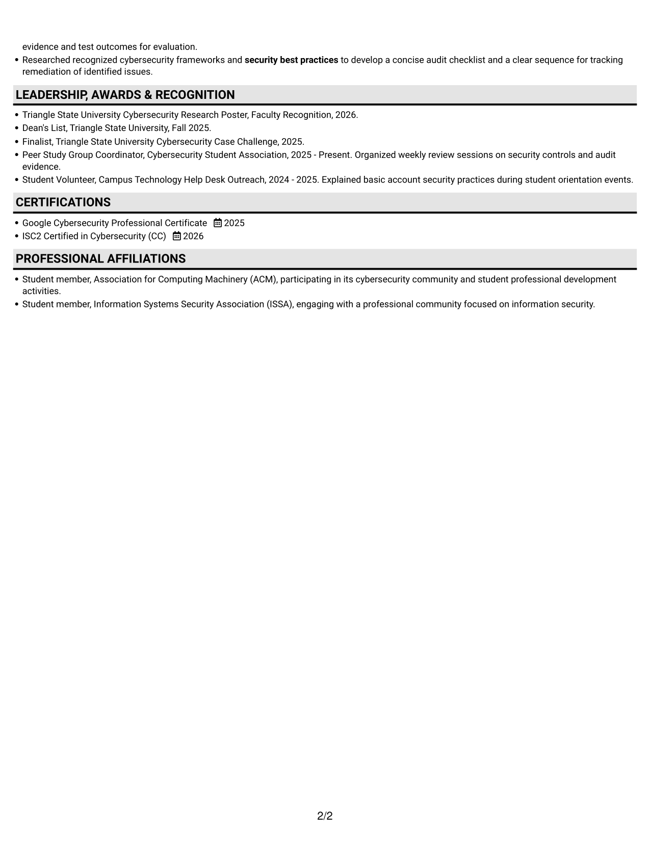 Resume example — page 2