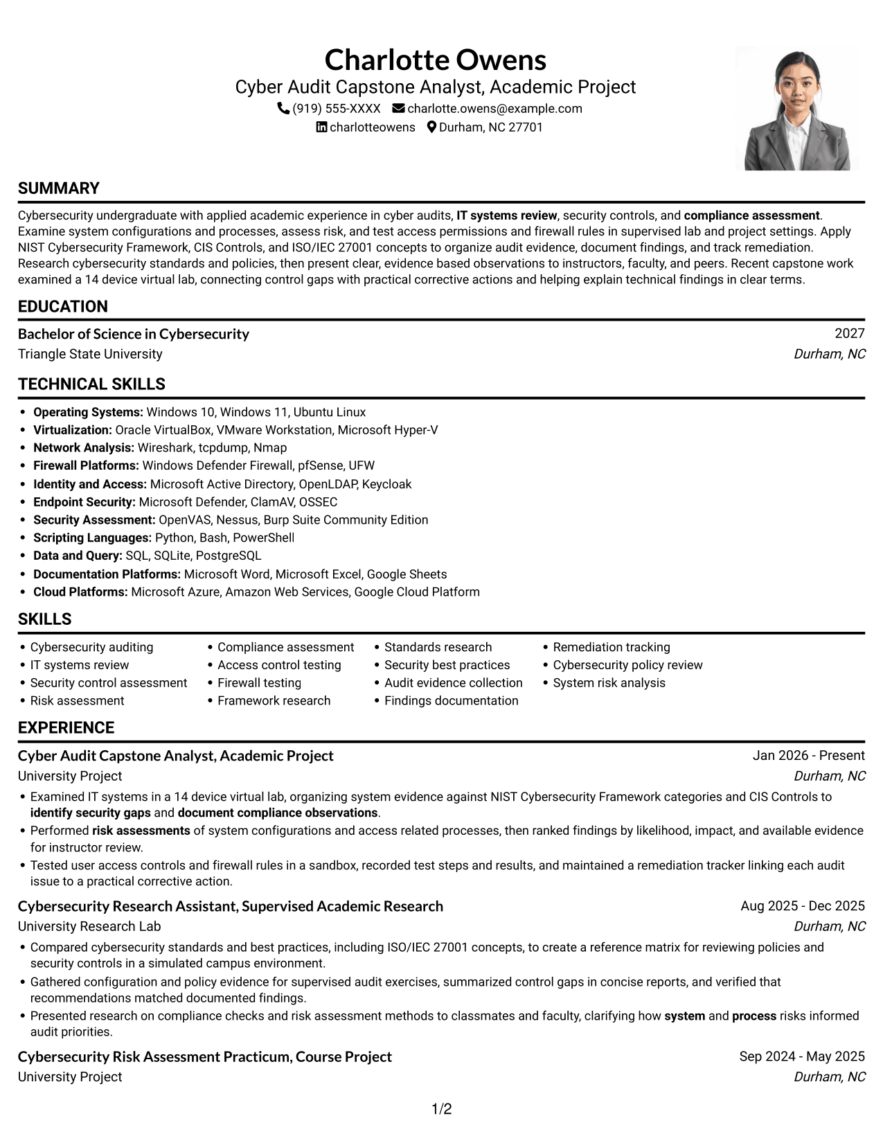 Resume example — page 1