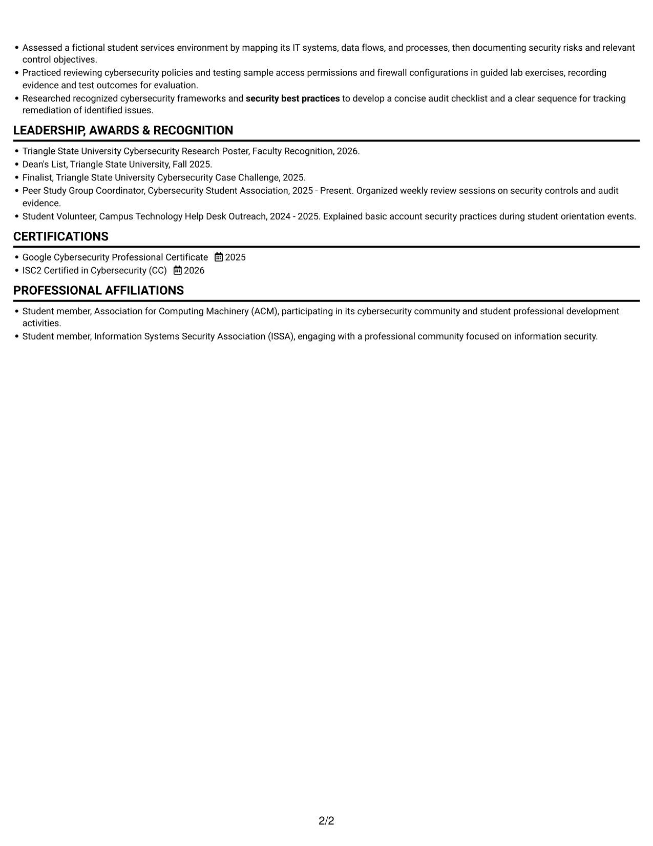 Resume example — page 2