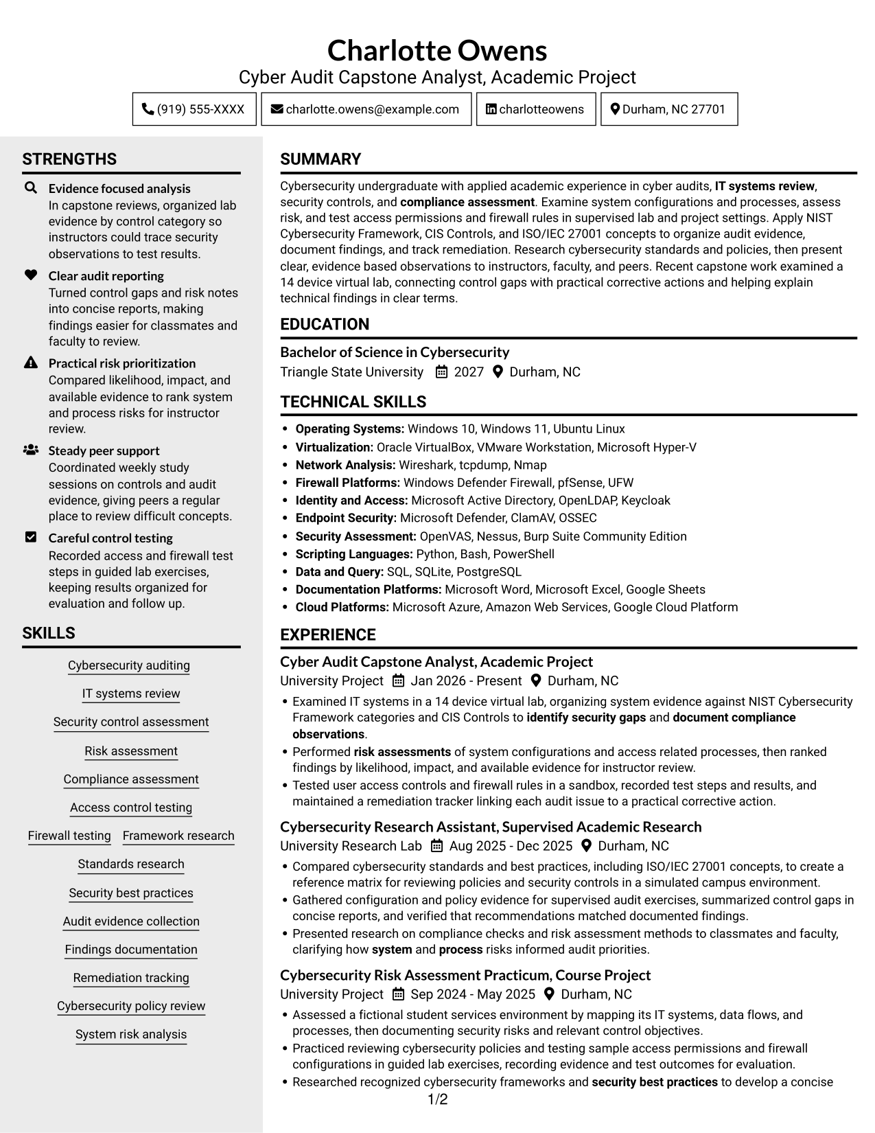 Resume example — page 1