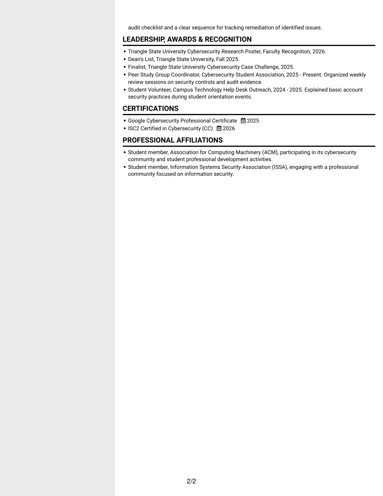 Resume example — page 2