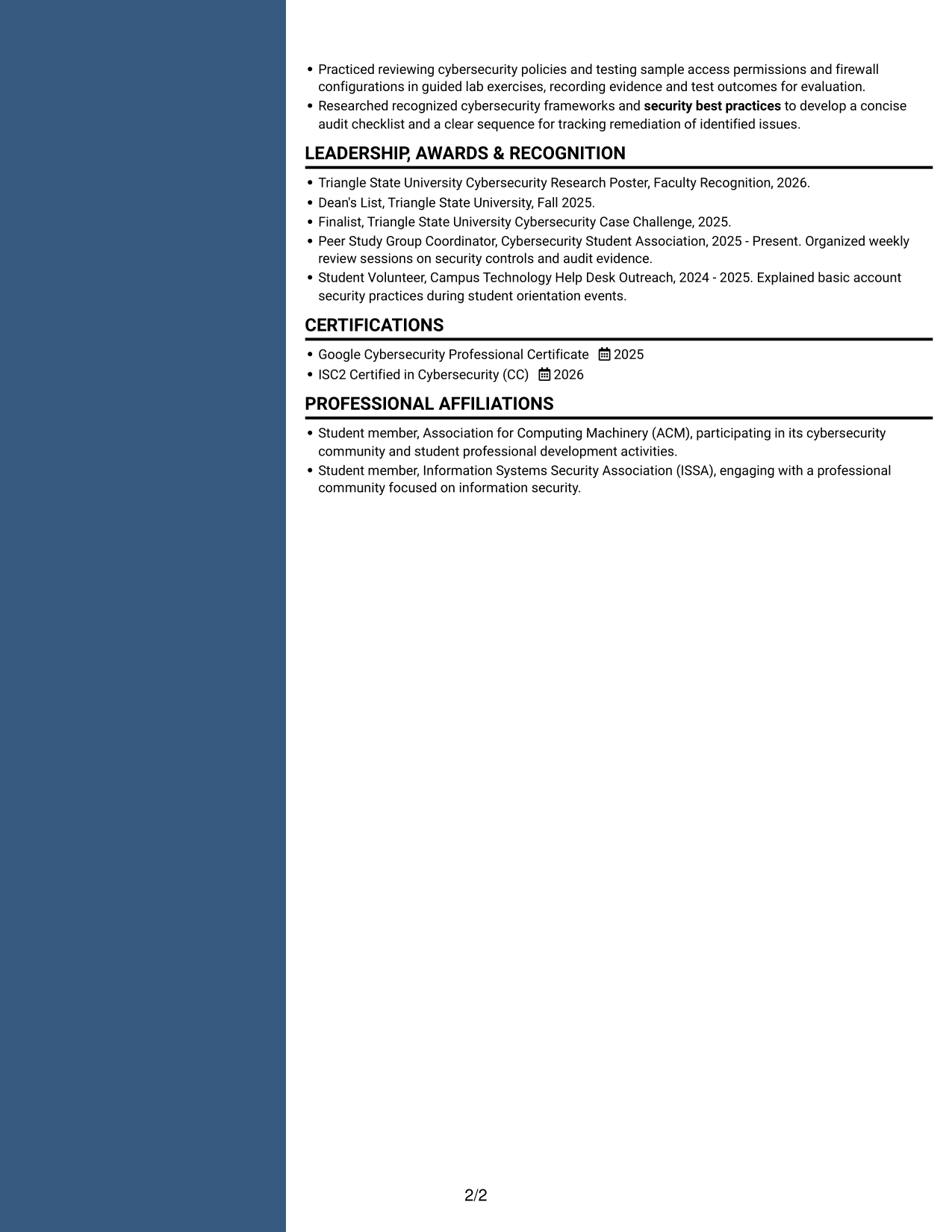 Resume example — page 2