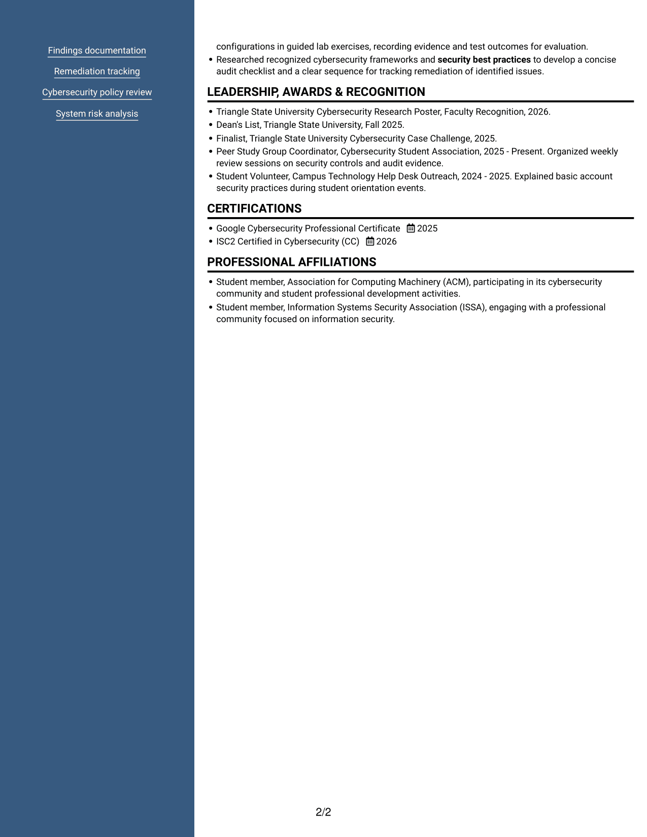 Resume example — page 2