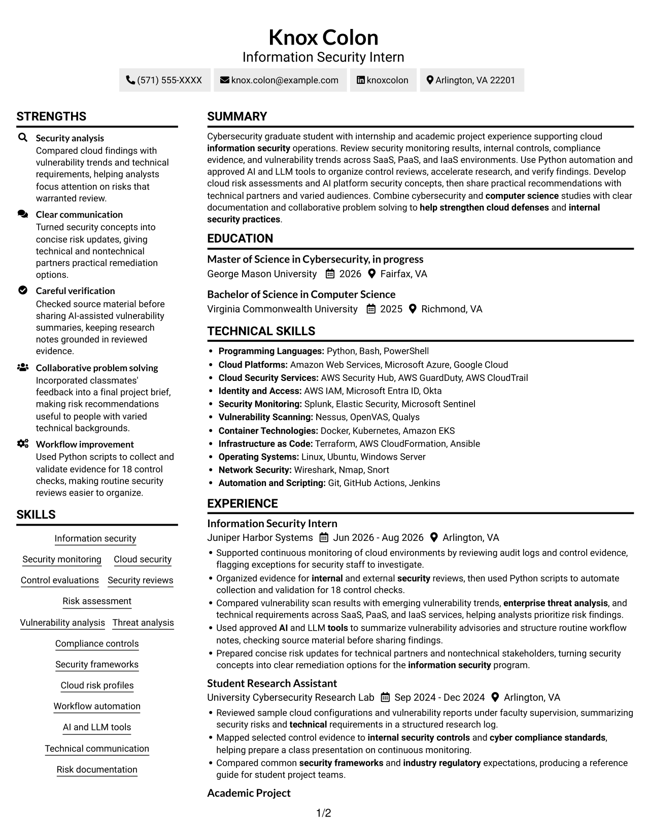 Resume example — page 1