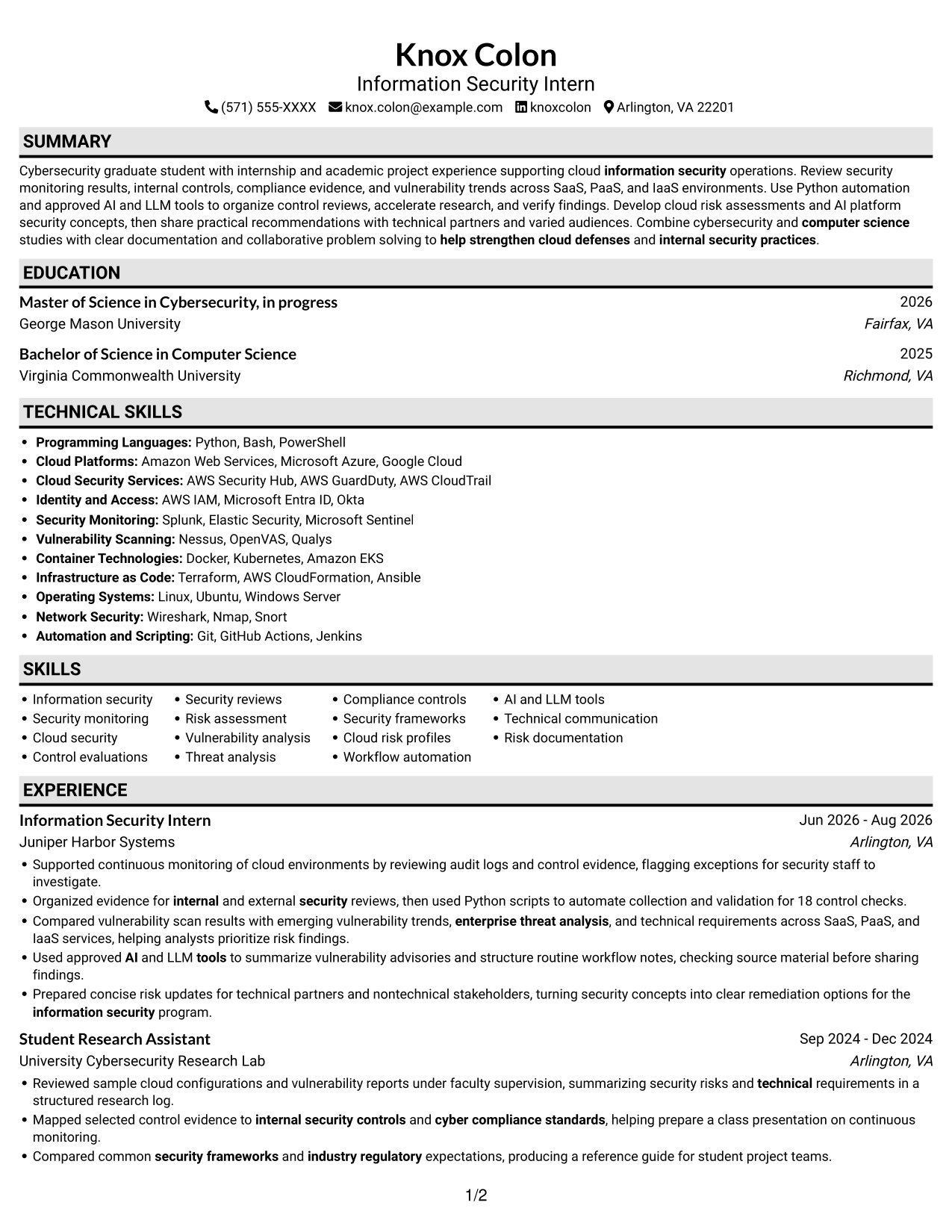 Resume example — page 1